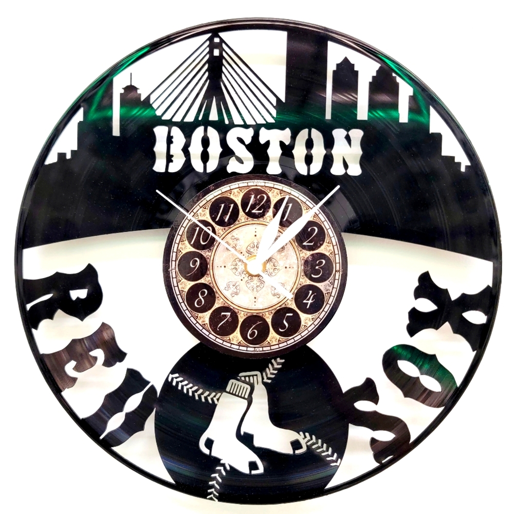 BOSTON RED SOX vinyl record clock